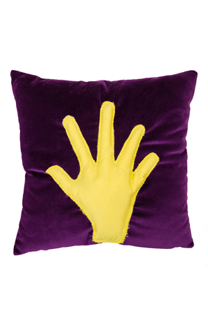 ALMOFADA VELUDO ROXO MÃO 50 X 50