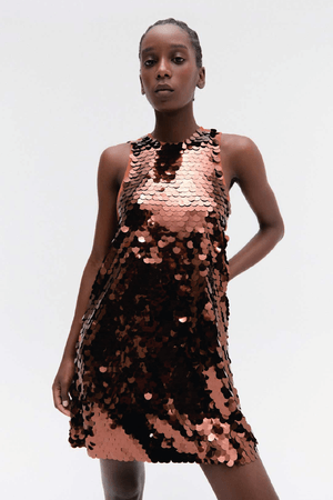 VESTIDO CURTO NUIT PAETE MARINA BITU - MARROM