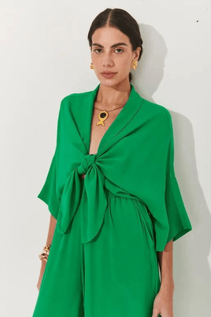 KIMONO CURTO SEDA WASABI - VERDE