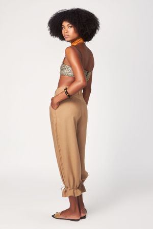 CALÇA MARICOTA COM FITILHO LAURA CANGUSSU - OCRE