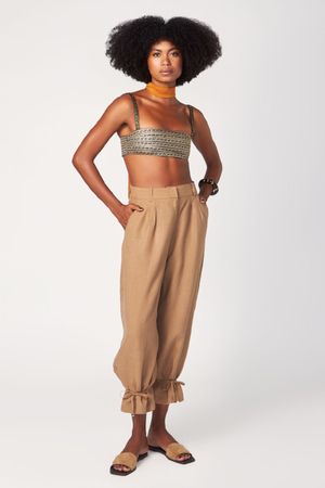 CALÇA MARICOTA COM FITILHO LAURA CANGUSSU - OCRE