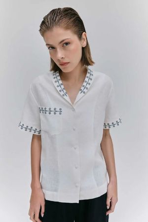 CAMISA BORDADA SIEBRA MARINA BITU - BRANCO
