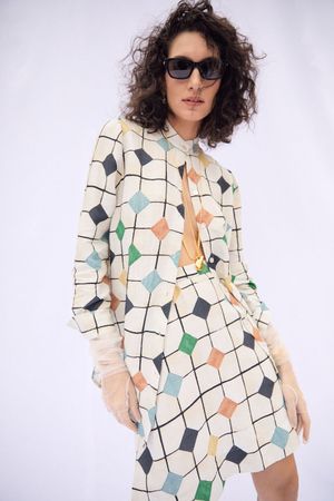 CAMISA MONTARIA AZULEJOS MAPA - ESTAMPADO