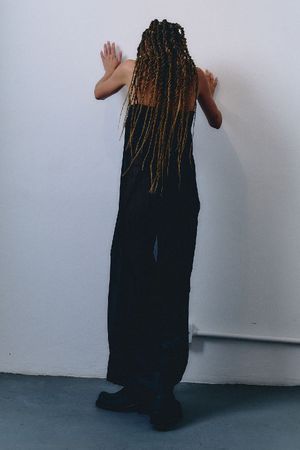 VESTIDO DE SEDA LOSANGOS BEIRA - PRETO