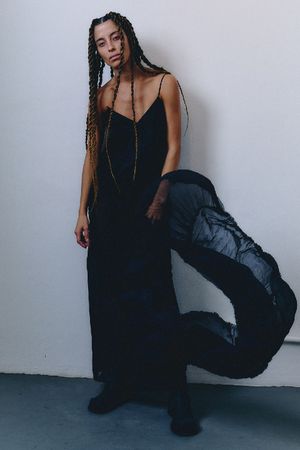VESTIDO DE SEDA LOSANGOS BEIRA - PRETO