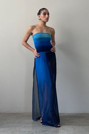 VESTIDO MUSSELINE SOL BRAND + PINGA - AZUL