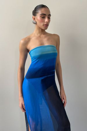 VESTIDO MUSSELINE SOL BRAND + PINGA - AZUL