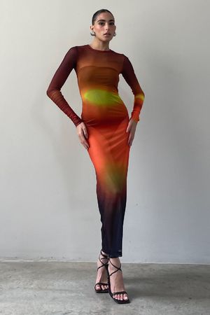 VESTIDO MIDI TULE SOL BRAND + PINGA - LARANJA