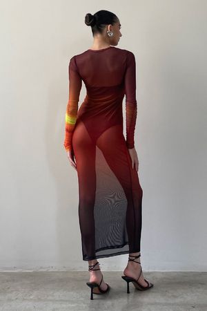 VESTIDO MIDI TULE SOL BRAND + PINGA - LARANJA