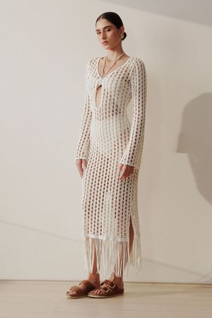 VESTIDO JANE DE FRANJAS ARYA - OFF WHITE