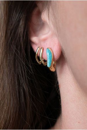 BRINCO UNITÁRIO PLUMA PEDRA POLIDA VERACHI - OURO 18K