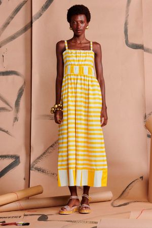 VESTIDO ALICE LISTRAS WASABI - AMARELO