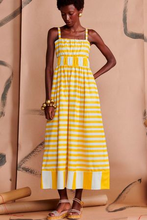 VESTIDO ALICE LISTRAS WASABI - AMARELO