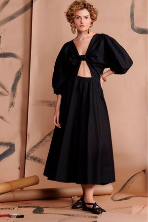 VESTIDO MARIANA VISCOSE WASABI - PRETO