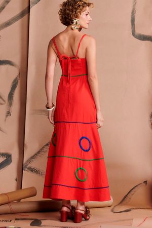 VESTIDO ALICIA BORDADO WASABI - VERMELHO