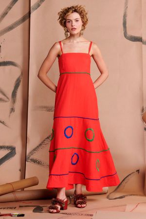 VESTIDO ALICIA BORDADO WASABI - VERMELHO