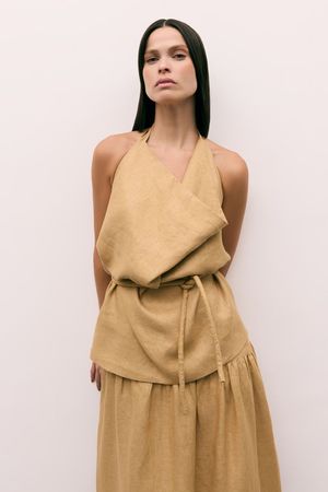 BLUSA DRAPPING PIERROT MARINA BITU - BEGE