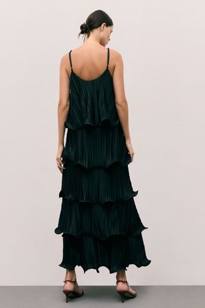 VESTIDO PLISSADO CAMADAS MARINA BITU - PRETO