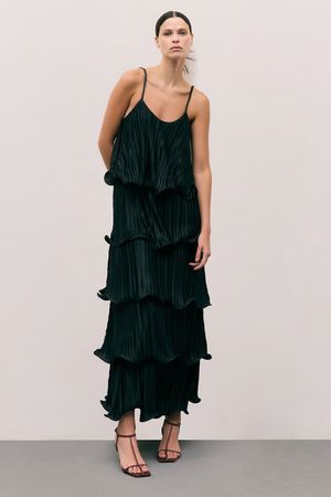 VESTIDO PLISSADO CAMADAS MARINA BITU - PRETO