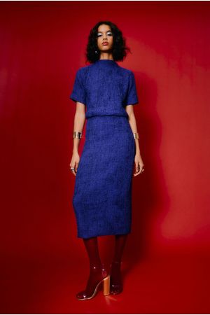BLUSA PLISSADA CROPPED GUDE - AZUL