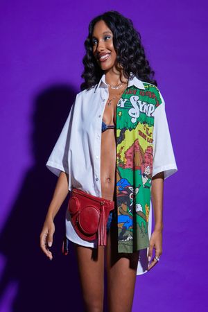 CAMISA MC OVER 3 PIGS THE PARADISE - OFF WHITE