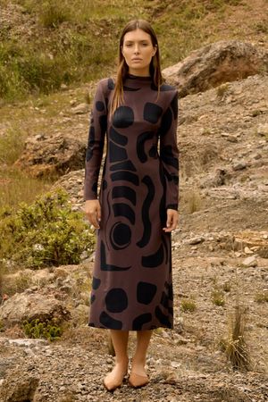 VESTIDO GAGOSIAN BKYND - MARROM