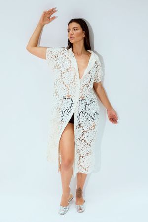 CHEMISE RENDA LONGO CHEMISE - OFF WHITE