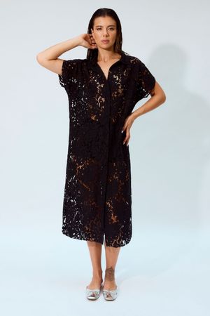 CHEMISE RENDA LONGO CHEMISE - PRETO