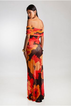 VESTIDO GABRIELA FLORAL 25 MADNOMAD - PRETO