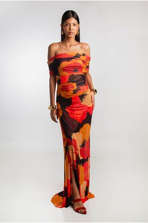 VESTIDO GABRIELA FLORAL 25 MADNOMAD - PRETO