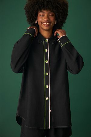 CAMISA CARLA LINHO LAURA CANGUSSU - PRETO