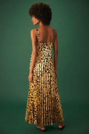 VESTIDO AURORA FOIL LAURA CANGUSSU - DOURADO