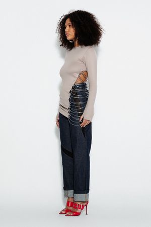 BLUSA METAL MEIA MOLDURA KAROLINE VITTO - MARROM