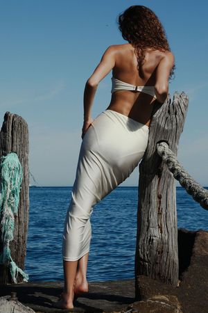SAIA MIDI DRAPEADA RIVIERA BLANCHE ARYA - OFF WIHTE
