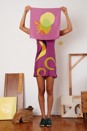 VESTIDO MINI ALCINHA TWILL SEDA MARINA CECCHI - LILAS